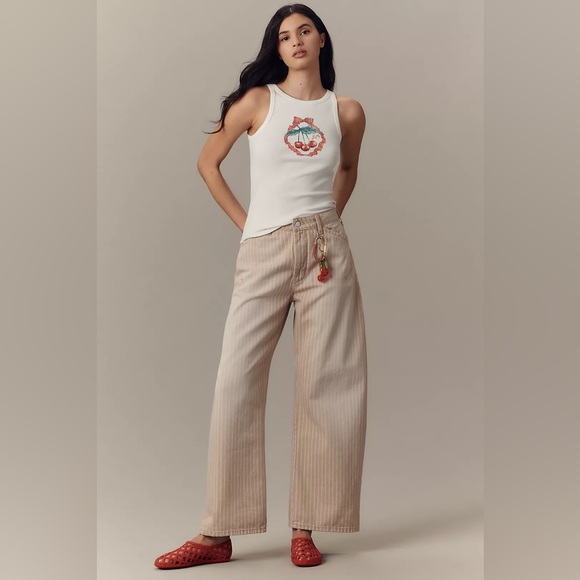 Anthropologie Tan Wide Leg Jeans - Picture 1 of 8